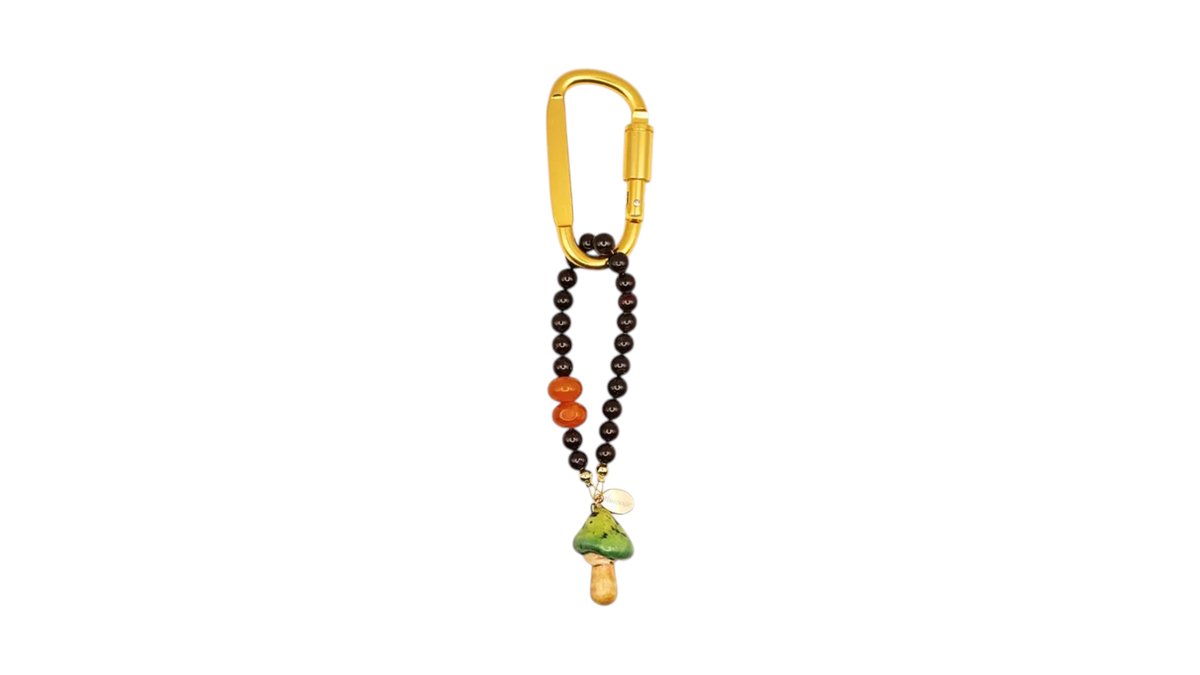 Natural stone and mushroom bag chain